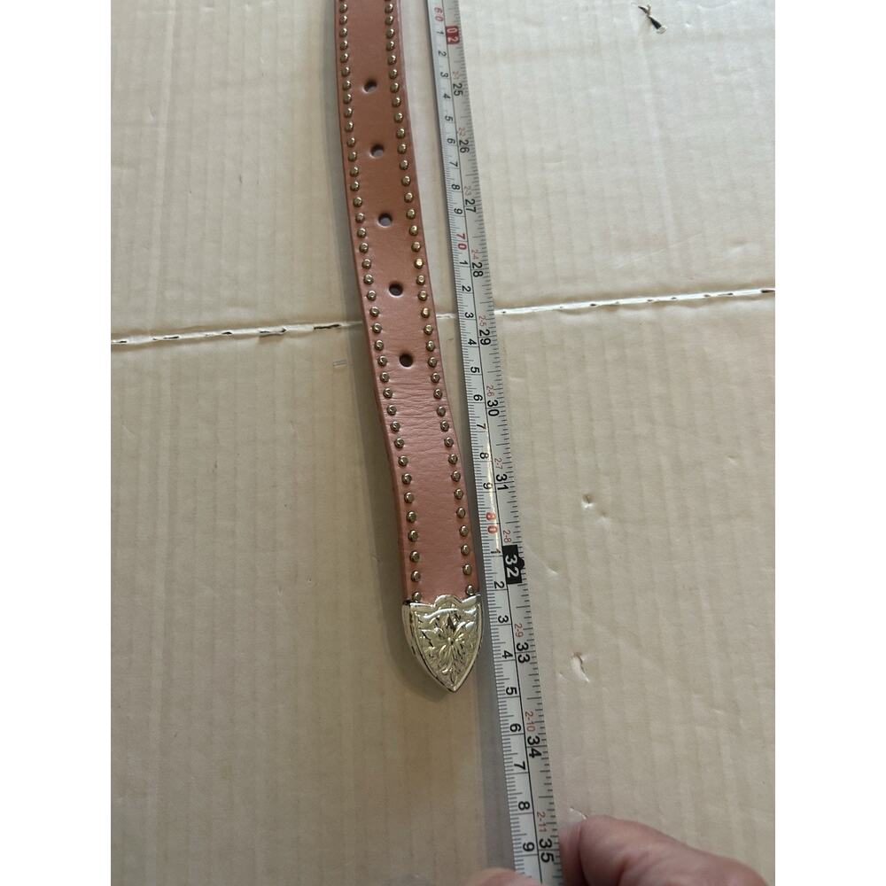 Nocona Cowgirl Pink Silver Studded Western Rodeo Buckle Leather Belt Size 26 EUC - Picture 9 of 10